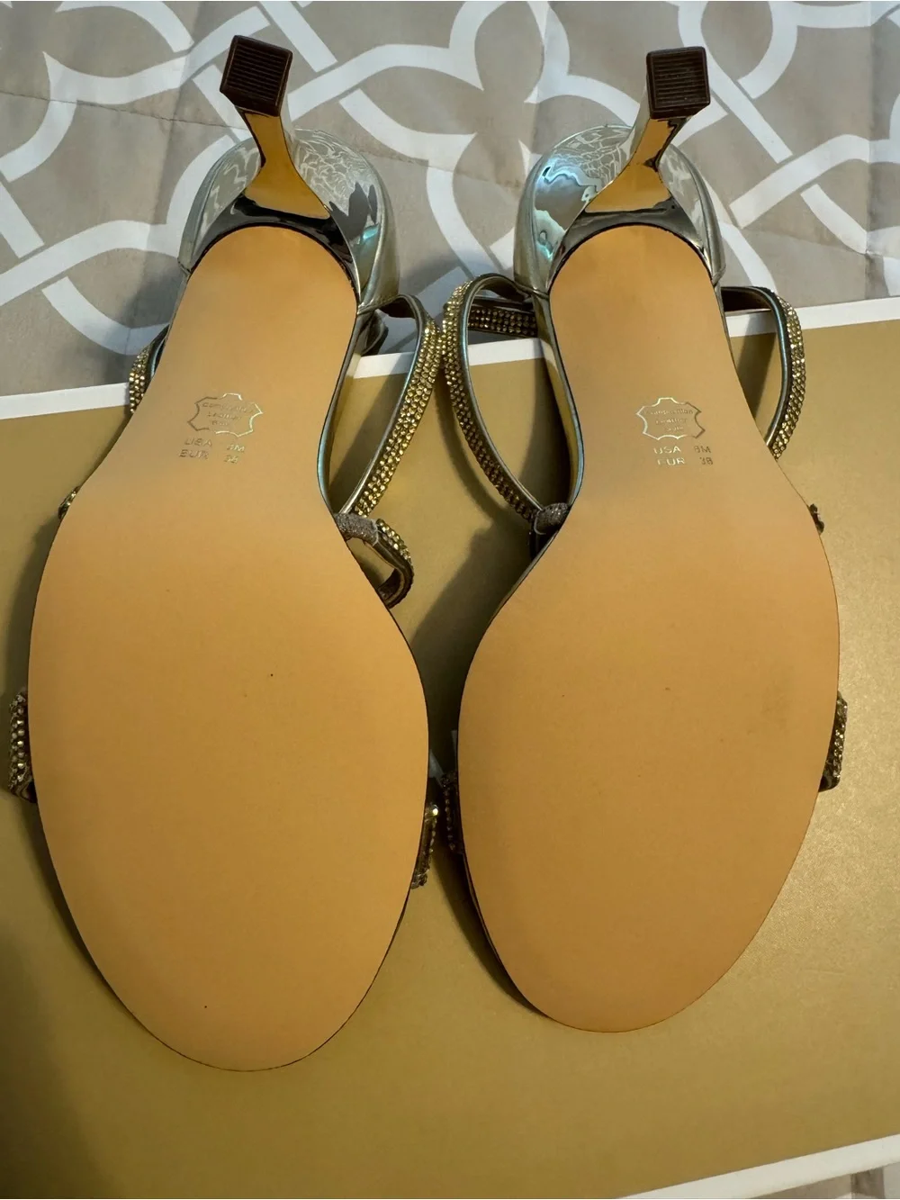 Nina Shoes Gold Rhinestone Strappy Dress Heels
